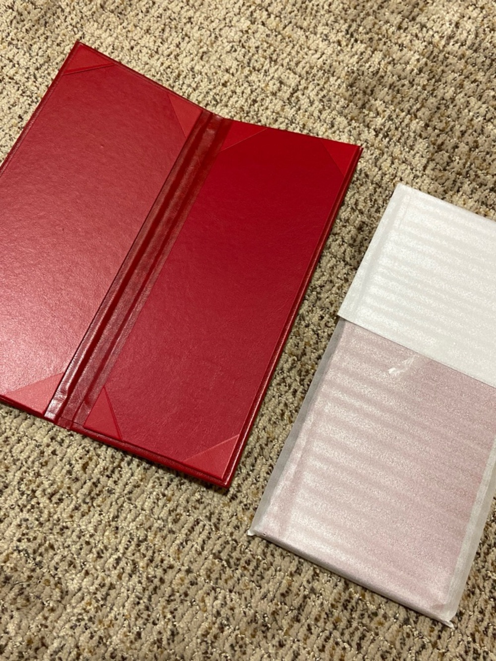 Red Faux Leather bar menu Holder